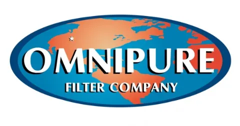 The Omnipure Logo. It Features The Words Omnipure Filter Company Displayed Over An Illustration Of The World. 1